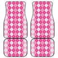 Pink And White Argyle Pattern Print Front and Back Car Floor Mats