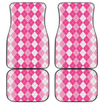 Pink And White Argyle Pattern Print Front and Back Car Floor Mats