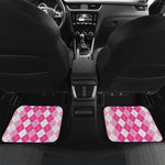 Pink And White Argyle Pattern Print Front and Back Car Floor Mats