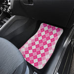 Pink And White Argyle Pattern Print Front and Back Car Floor Mats