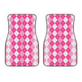 Pink And White Argyle Pattern Print Front Car Floor Mats