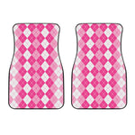Pink And White Argyle Pattern Print Front Car Floor Mats
