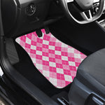 Pink And White Argyle Pattern Print Front Car Floor Mats