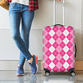 Pink And White Argyle Pattern Print Luggage Cover