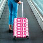 Pink And White Argyle Pattern Print Luggage Cover