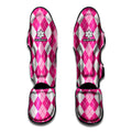 Pink And White Argyle Pattern Print Muay Thai Shin Guards