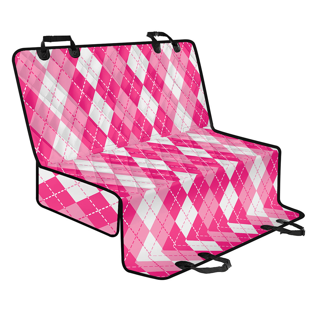 Pink And White Argyle Pattern Print Pet Car Back Seat Cover