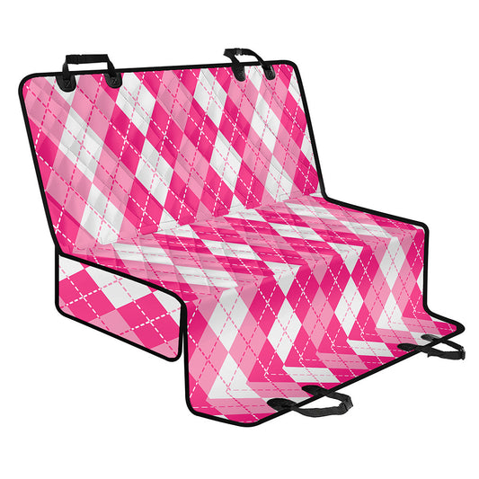 Pink And White Argyle Pattern Print Pet Car Back Seat Cover