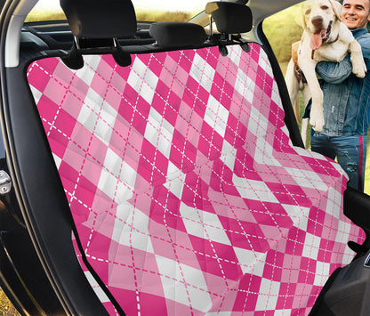 Pink And White Argyle Pattern Print Pet Car Back Seat Cover
