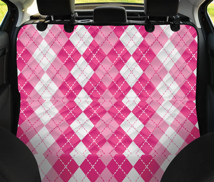 Pink And White Argyle Pattern Print Pet Car Back Seat Cover