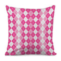 Pink And White Argyle Pattern Print Pillow Cover
