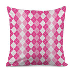 Pink And White Argyle Pattern Print Pillow Cover