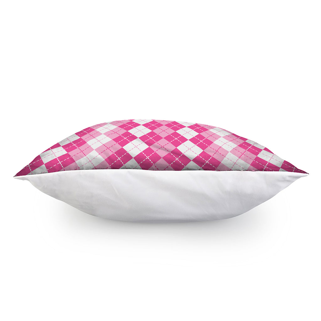 Pink And White Argyle Pattern Print Pillow Cover
