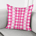Pink And White Argyle Pattern Print Pillow Cover