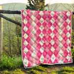 Pink And White Argyle Pattern Print Quilt