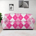 Pink And White Argyle Pattern Print Sofa Cover