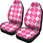Pink And White Argyle Pattern Print Universal Fit Car Seat Covers
