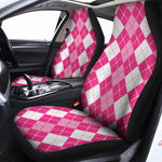 Pink And White Argyle Pattern Print Universal Fit Car Seat Covers