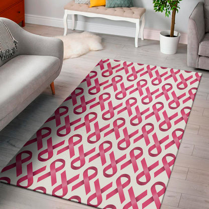 Pink And White Breast Cancer Print Area Rug