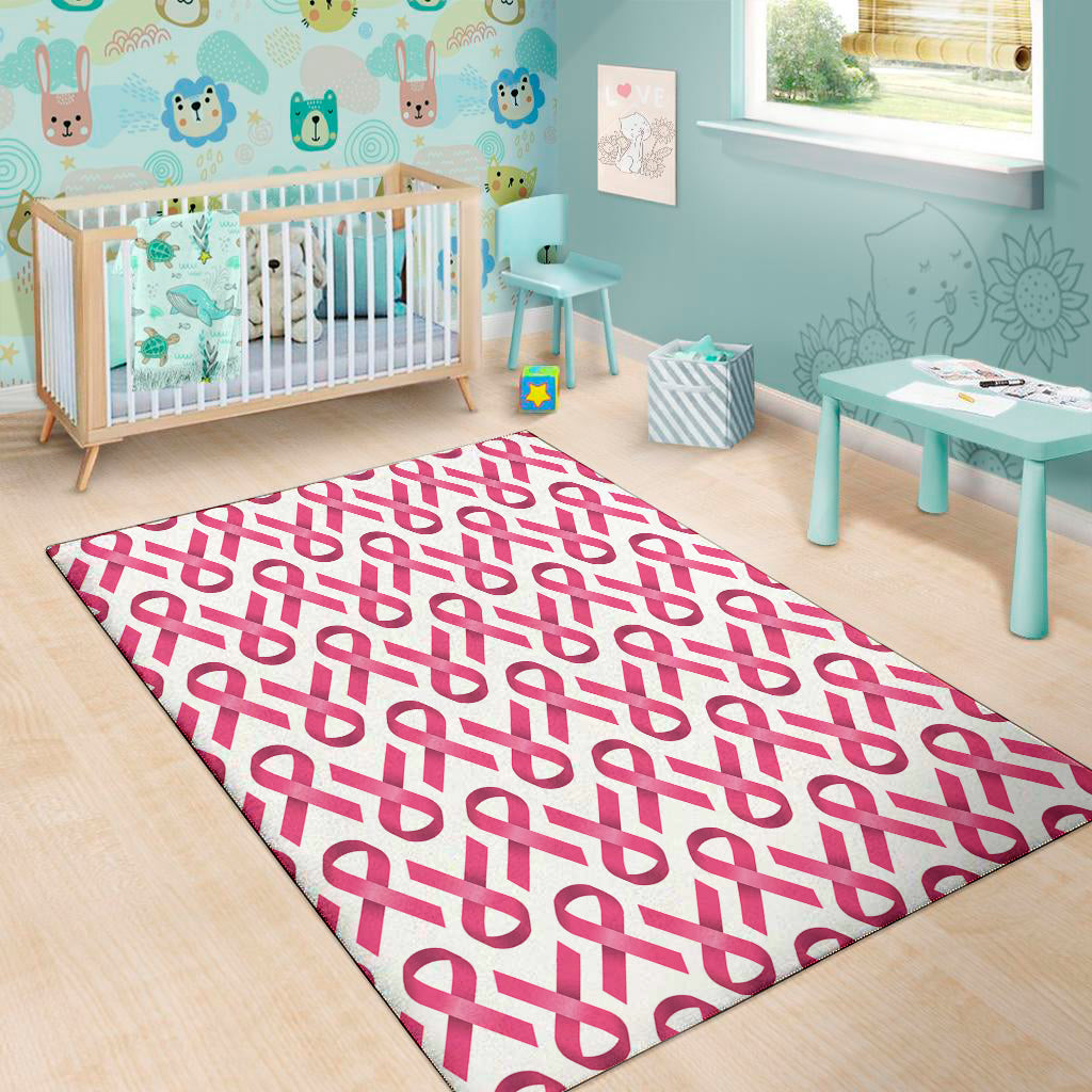 Pink And White Breast Cancer Print Area Rug