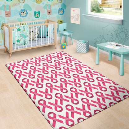 Pink And White Breast Cancer Print Area Rug
