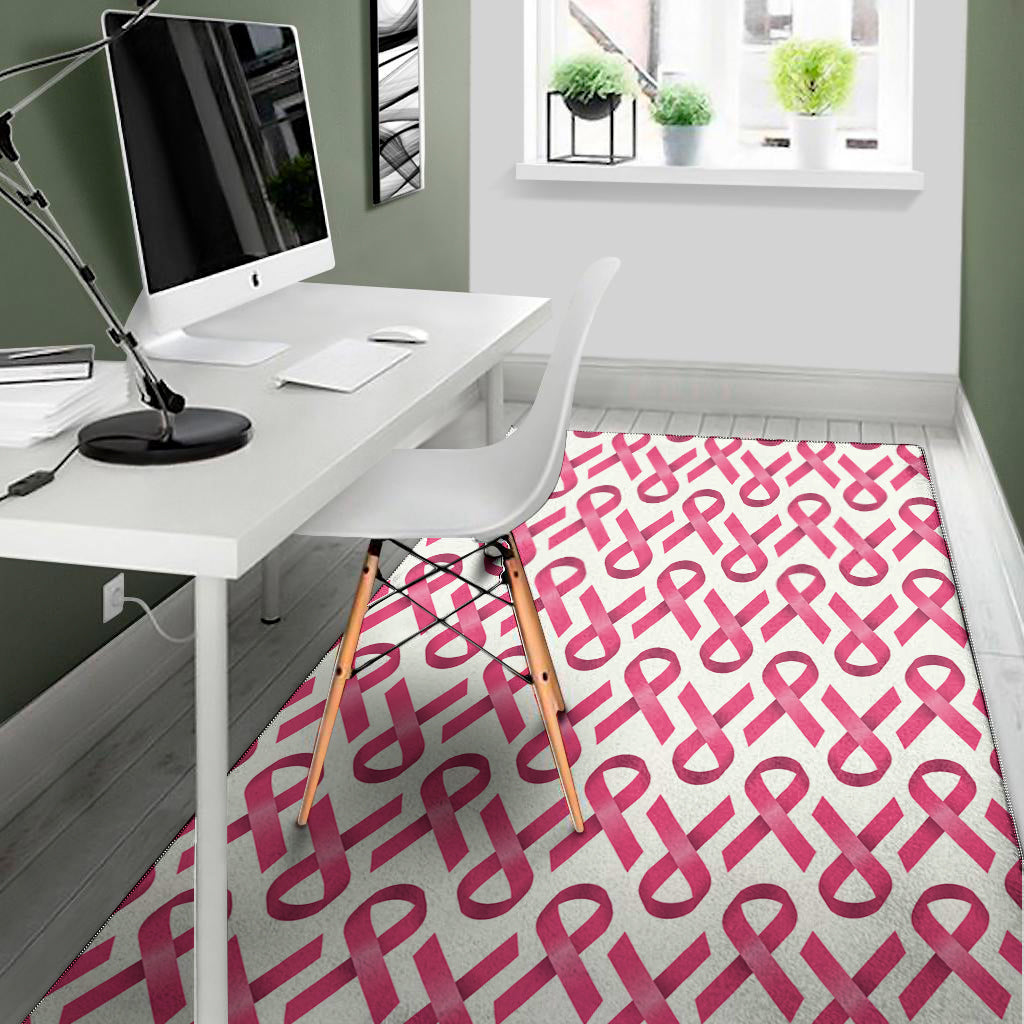 Pink And White Breast Cancer Print Area Rug