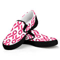 Pink And White Breast Cancer Print Black Slip On Sneakers