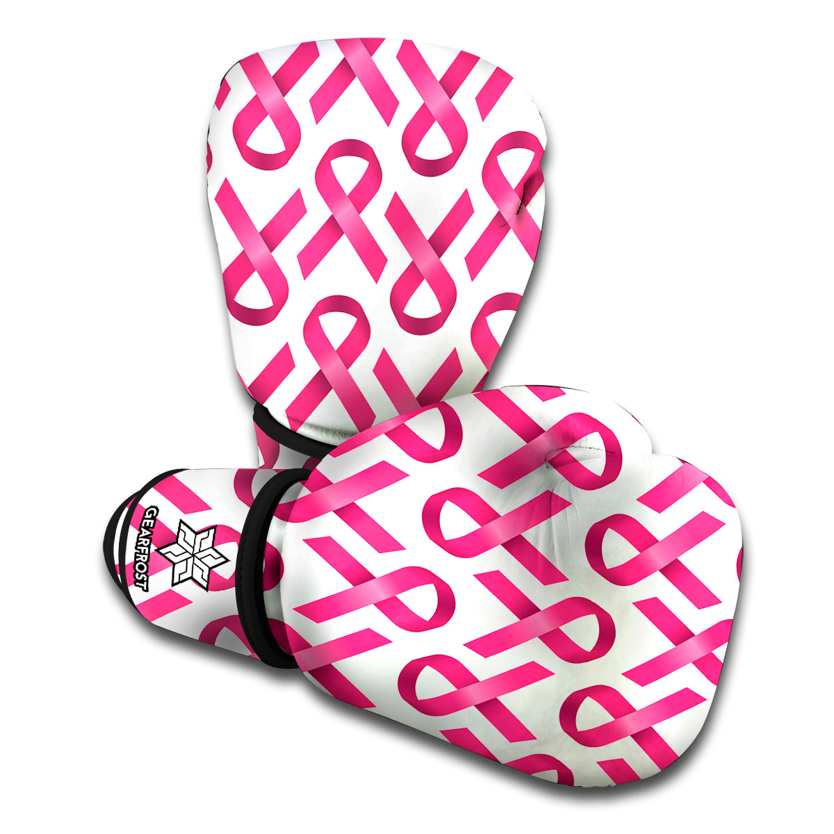 Pink And White Breast Cancer Print Boxing Gloves