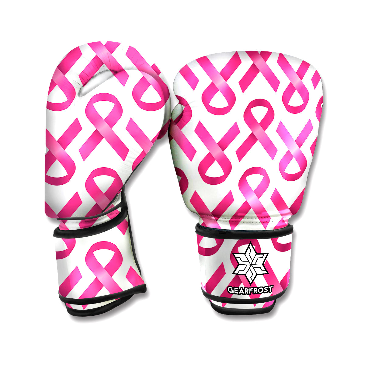 Pink And White Breast Cancer Print Boxing Gloves