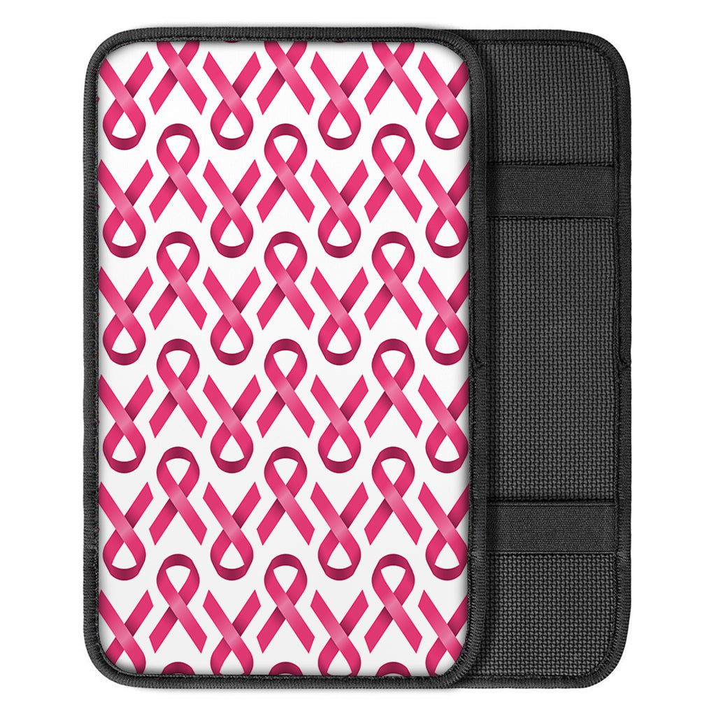 Pink And White Breast Cancer Print Car Center Console Cover