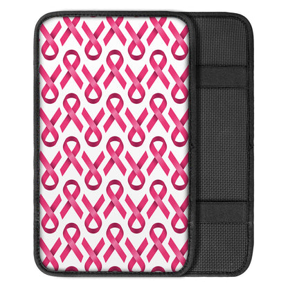 Pink And White Breast Cancer Print Car Center Console Cover