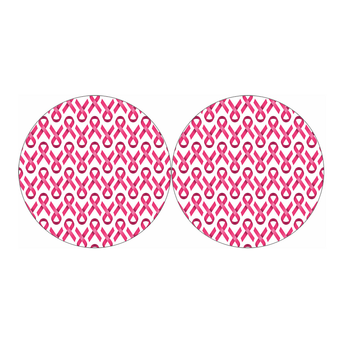 Pink And White Breast Cancer Print Car Coasters
