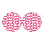 Pink And White Breast Cancer Print Car Coasters