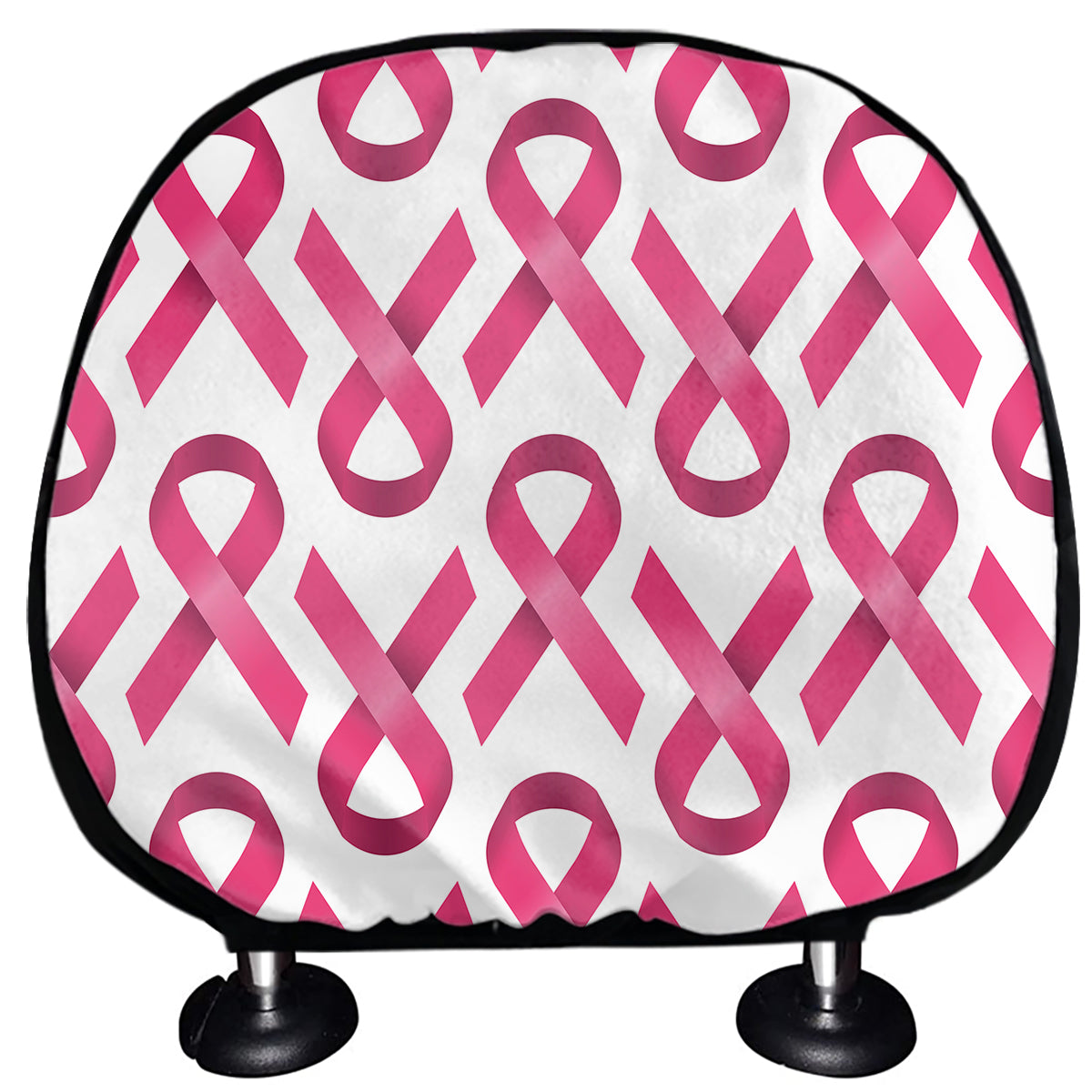 Pink And White Breast Cancer Print Car Headrest Covers