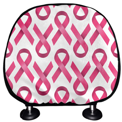 Pink And White Breast Cancer Print Car Headrest Covers