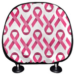Pink And White Breast Cancer Print Car Headrest Covers