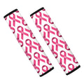 Pink And White Breast Cancer Print Car Seat Belt Covers