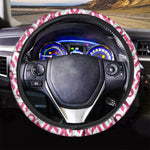 Pink And White Breast Cancer Print Car Steering Wheel Cover
