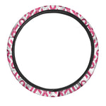 Pink And White Breast Cancer Print Car Steering Wheel Cover