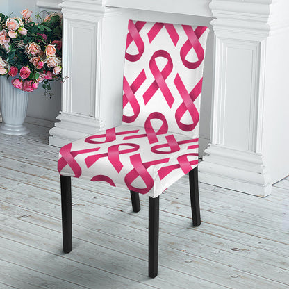 Pink And White Breast Cancer Print Dining Chair Slipcover