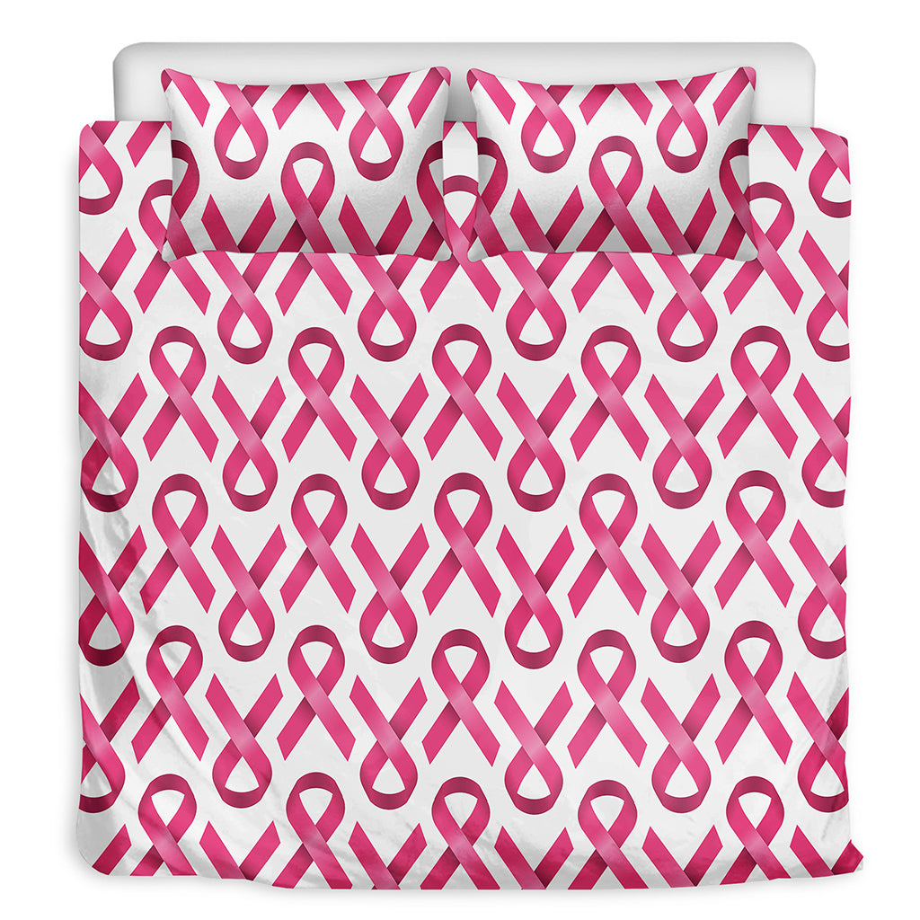 Pink And White Breast Cancer Print Duvet Cover Bedding Set