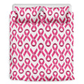 Pink And White Breast Cancer Print Duvet Cover Bedding Set