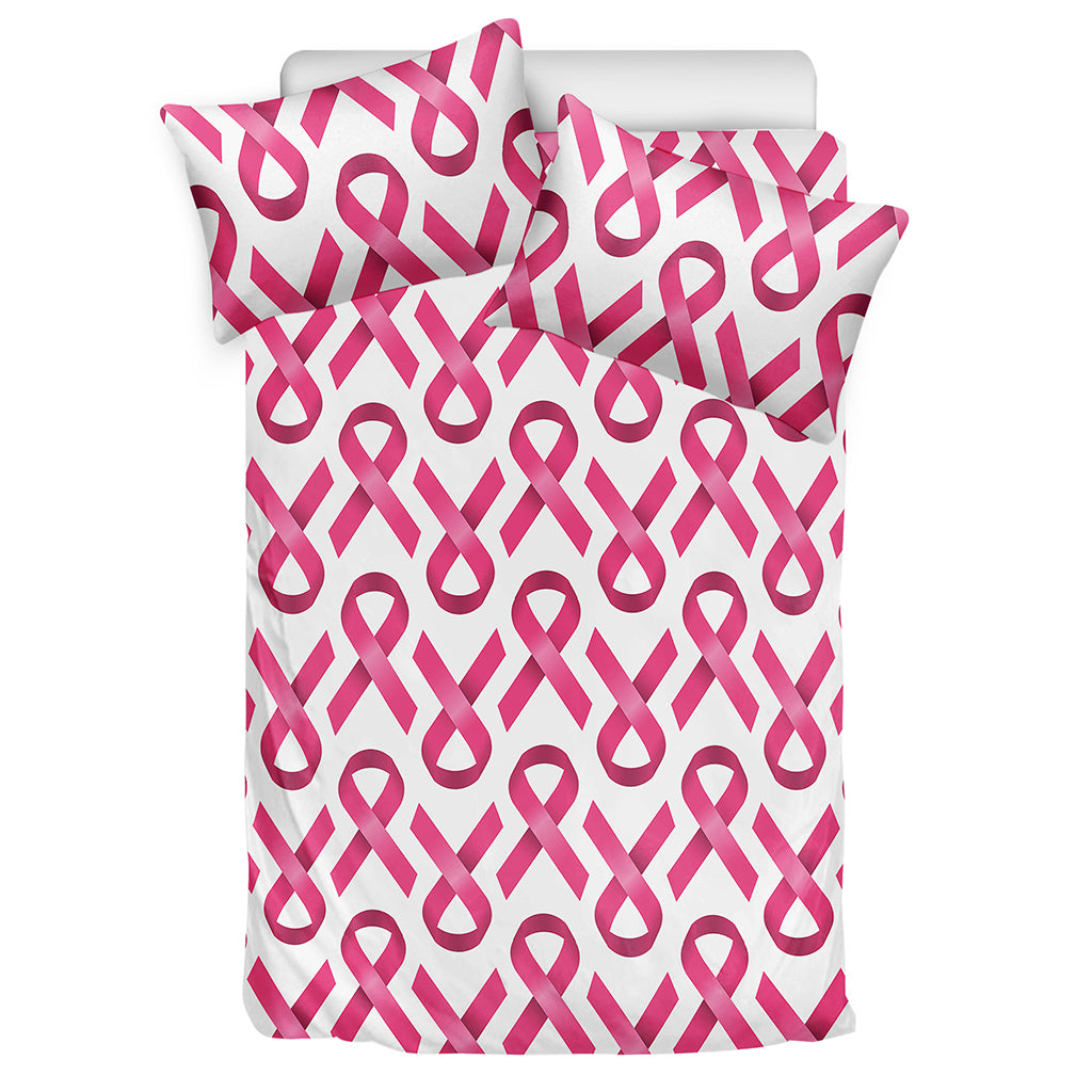 Pink And White Breast Cancer Print Duvet Cover Bedding Set