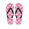 Pink And White Breast Cancer Print Flip Flops