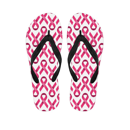 Pink And White Breast Cancer Print Flip Flops