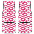 Pink And White Breast Cancer Print Front and Back Car Floor Mats