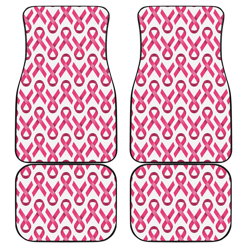 Pink And White Breast Cancer Print Front and Back Car Floor Mats