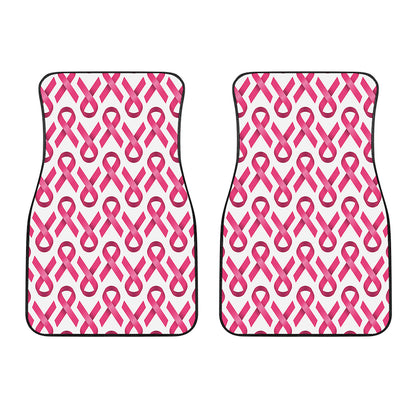 Pink And White Breast Cancer Print Front Car Floor Mats