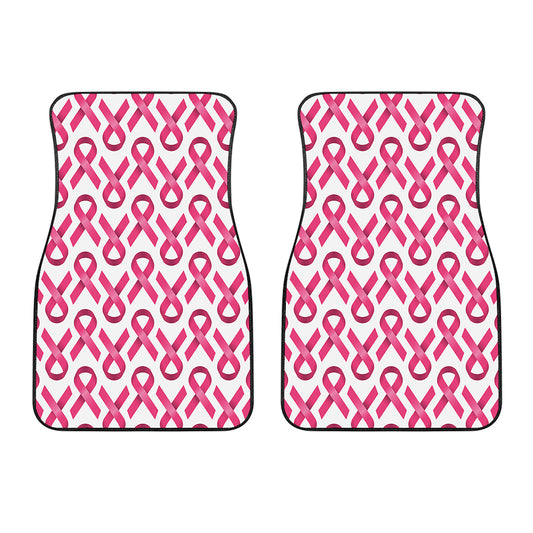 Pink And White Breast Cancer Print Front Car Floor Mats