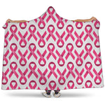 Pink And White Breast Cancer Print Hooded Blanket